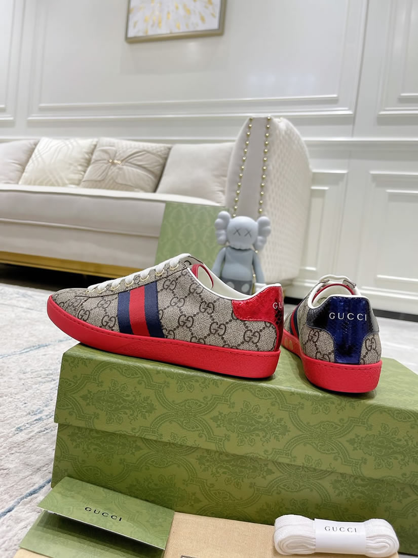 グッチ GGスプリーム ウェブストライプ レッドソール スニーカー マルチカラー shoes312 - 画像 (4)