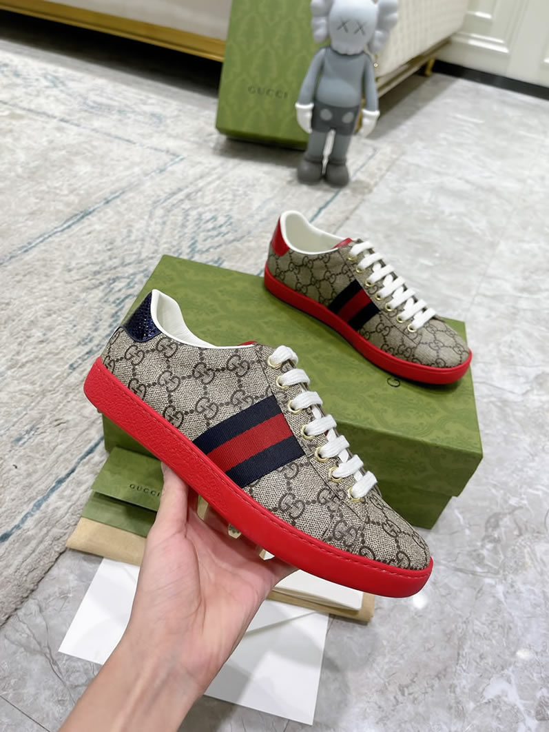 グッチ GGスプリーム ウェブストライプ レッドソール スニーカー マルチカラー shoes312 - 画像 (5)