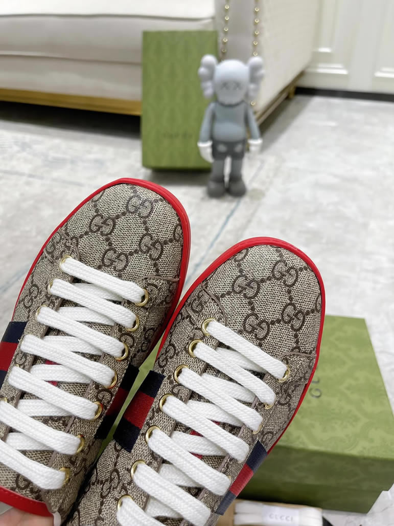 グッチ GGスプリーム ウェブストライプ レッドソール スニーカー マルチカラー shoes312 - 画像 (8)