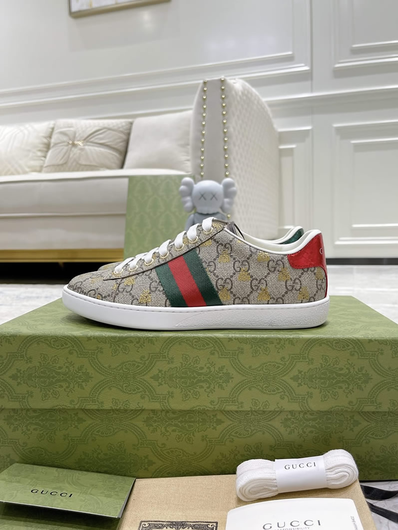 グッチ GGスプリーム ハチ プリント ウェブストライプ スニーカー マルチカラー shoes313 - 画像 (3)