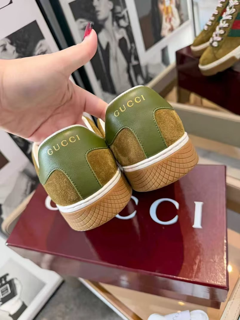 グッチ スエード ウェブストライプ スニーカー ブラウン shoes316 - 画像 (6)