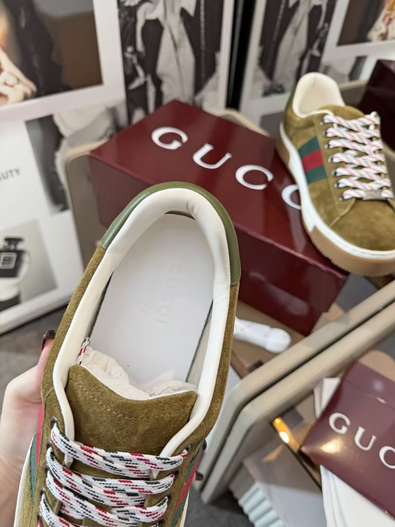 グッチ スエード ウェブストライプ スニーカー ブラウン shoes316 - 画像 (7)