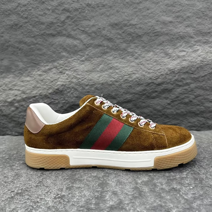 グッチ スエード ウェブストライプ スニーカー ブラウン shoes317 - 画像 (4)