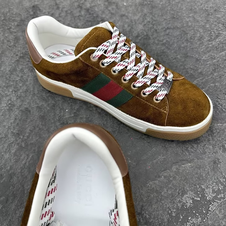 グッチ スエード ウェブストライプ スニーカー ブラウン shoes317 - 画像 (7)
