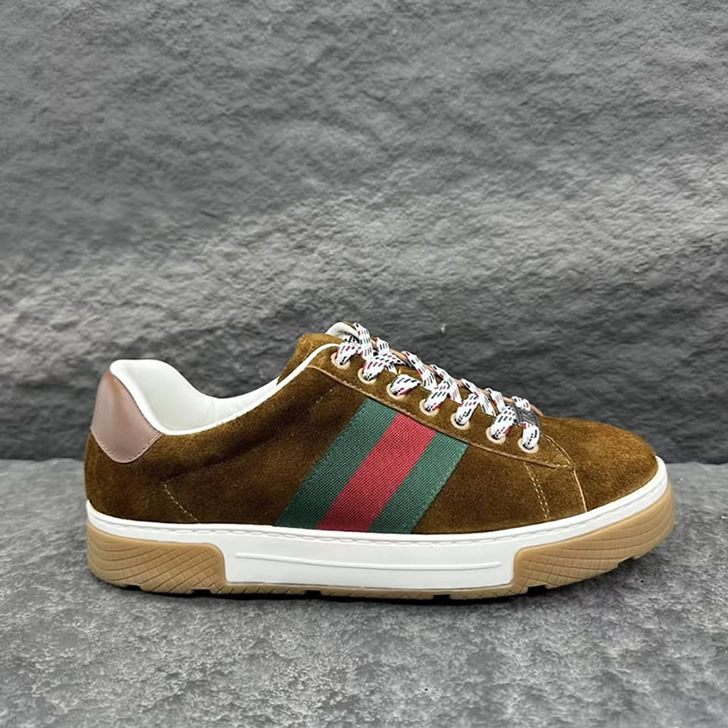 グッチ スエード ウェブストライプ スニーカー ブラウン shoes317 - 画像 (8)