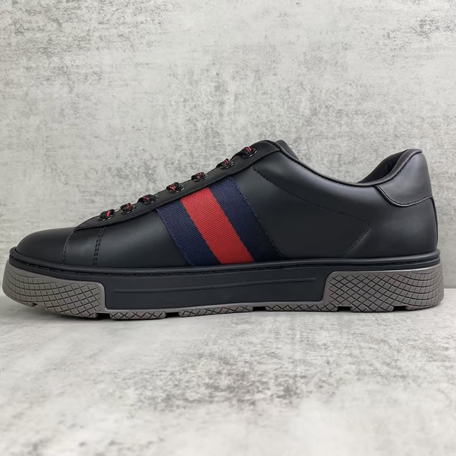 グッチ ウェブストライプ レザー スニーカー ブラック shoes318 - 画像 (3)