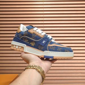 ルイヴィトン LVトレイナー モノグラム デニム スニーカー ブルー shoes319