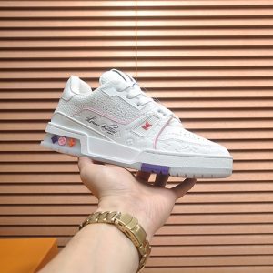 ルイヴィトン LVトレイナー モノグラム プレーン スニーカー ホワイト ピンク shoes324