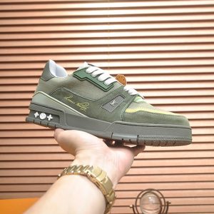 ルイヴィトン LVトレイナー キャンバス スエード スニーカー カーキ shoes331