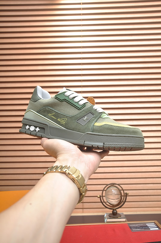 ルイヴィトン LVトレイナー キャンバス スエード スニーカー カーキ shoes331