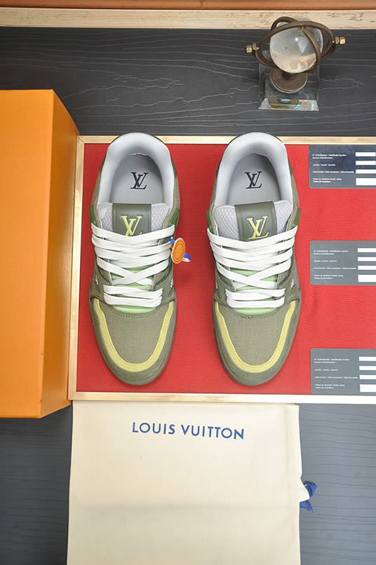 ルイヴィトン LVトレイナー キャンバス スエード スニーカー カーキ shoes331 - 画像 (2)