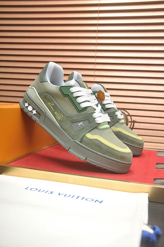 ルイヴィトン LVトレイナー キャンバス スエード スニーカー カーキ shoes331 - 画像 (3)