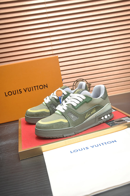 ルイヴィトン LVトレイナー キャンバス スエード スニーカー カーキ shoes331 - 画像 (4)