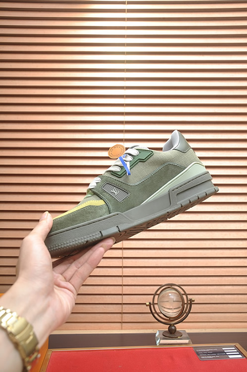 ルイヴィトン LVトレイナー キャンバス スエード スニーカー カーキ shoes331 - 画像 (5)
