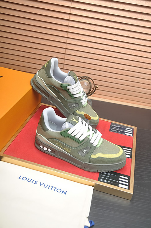 ルイヴィトン LVトレイナー キャンバス スエード スニーカー カーキ shoes331 - 画像 (6)