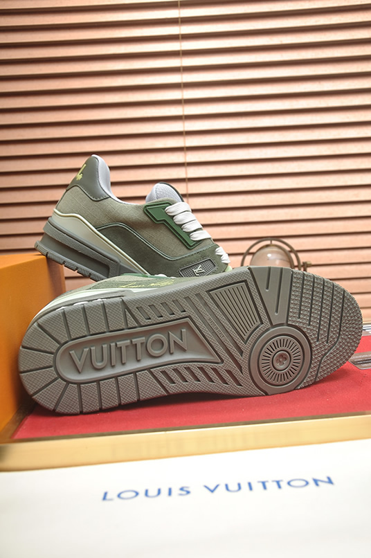 ルイヴィトン LVトレイナー キャンバス スエード スニーカー カーキ shoes331 - 画像 (7)
