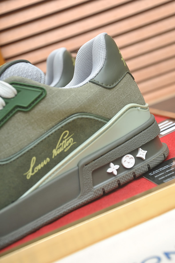 ルイヴィトン LVトレイナー キャンバス スエード スニーカー カーキ shoes331 - 画像 (9)