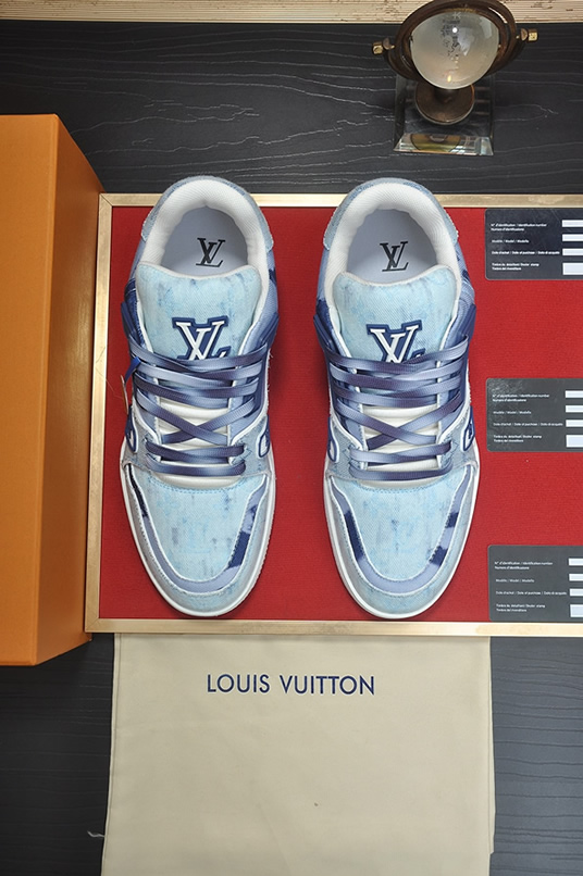 ルイヴィトン LVトレイナー モノグラム デニム スニーカー ブルー ホワイト shoes347 - 画像 (2)