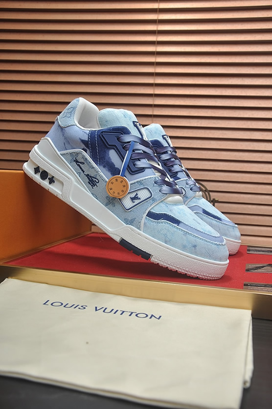 ルイヴィトン LVトレイナー モノグラム デニム スニーカー ブルー ホワイト shoes347 - 画像 (3)