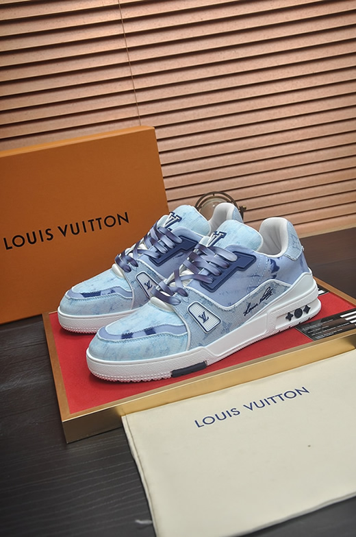 ルイヴィトン LVトレイナー モノグラム デニム スニーカー ブルー ホワイト shoes347 - 画像 (4)