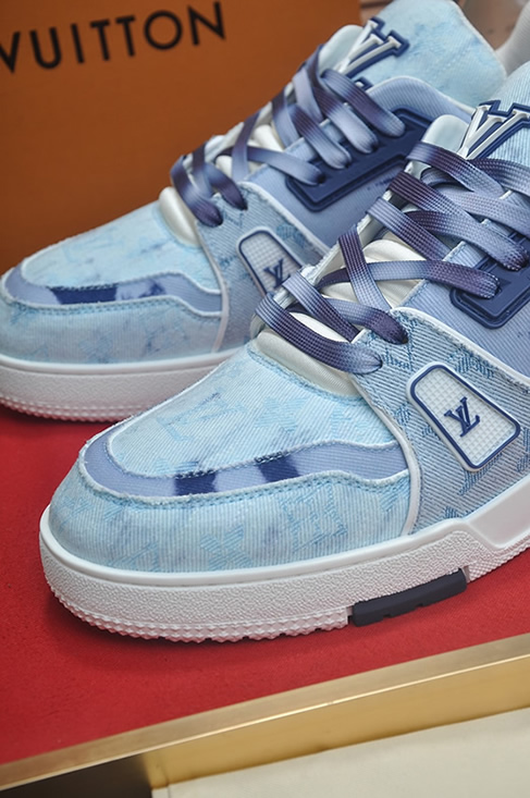 ルイヴィトン LVトレイナー モノグラム デニム スニーカー ブルー ホワイト shoes347 - 画像 (8)