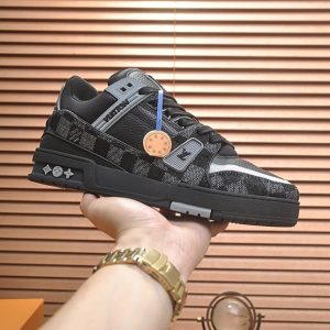 ルイヴィトン LVトレイナー モノグラム デニム スニーカー ブラック グレー shoes350