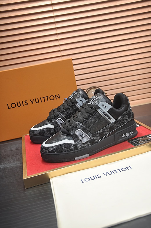 ルイヴィトン LVトレイナー モノグラム デニム スニーカー ブラック グレー shoes350 - 画像 (4)