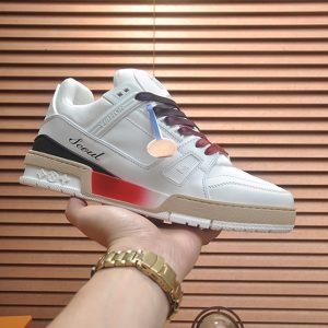 ルイヴィトン LVトレイナー スニーカー ホワイト レッド バーガンディ shoes351