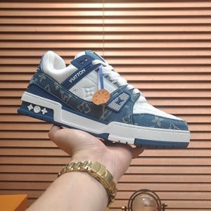 ルイヴィトン LVトレイナー モノグラム デニム スニーカー ブルー ホワイト shoes357