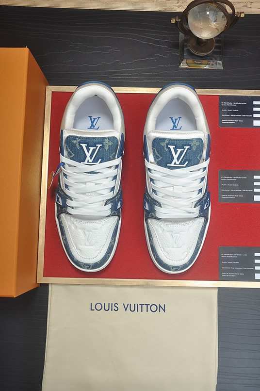 ルイヴィトン LVトレイナー モノグラム デニム スニーカー ブルー ホワイト shoes357 - 画像 (2)