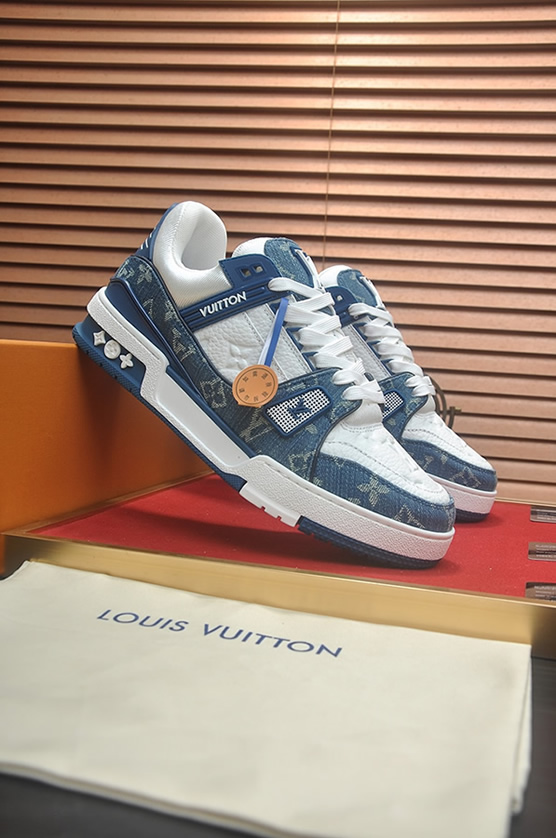 ルイヴィトン LVトレイナー モノグラム デニム スニーカー ブルー ホワイト shoes357 - 画像 (3)