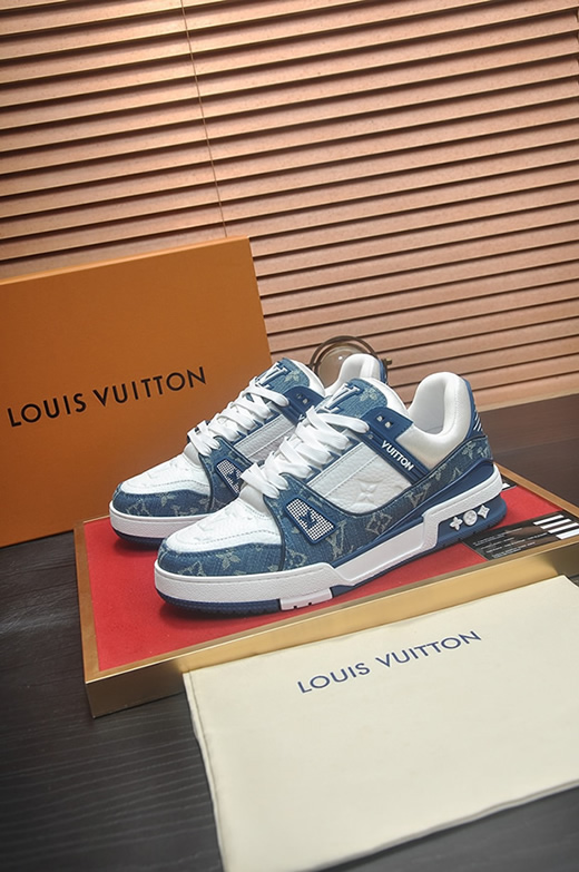 ルイヴィトン LVトレイナー モノグラム デニム スニーカー ブルー ホワイト shoes357 - 画像 (4)