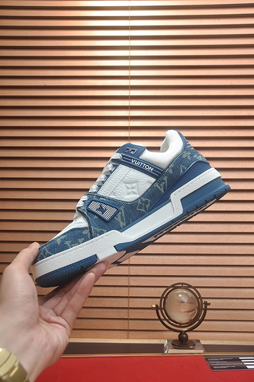ルイヴィトン LVトレイナー モノグラム デニム スニーカー ブルー ホワイト shoes357 - 画像 (5)