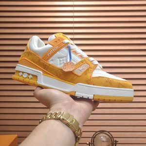 ルイヴィトン LVトレイナー モノグラム デニム スニーカー イエロー ホワイト shoes358
