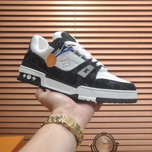 ルイヴィトン LVトレイナー モノグラム デニム スニーカー ブラック ホワイト shoes359