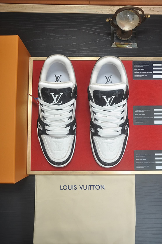 ルイヴィトン LVトレイナー モノグラム デニム スニーカー ブラック ホワイト shoes359 - 画像 (2)