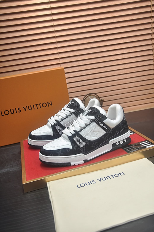 ルイヴィトン LVトレイナー モノグラム デニム スニーカー ブラック ホワイト shoes359 - 画像 (4)