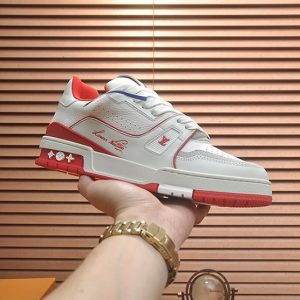 ルイヴィトン LVトレイナー スニーカー ホワイト レッド shoes366