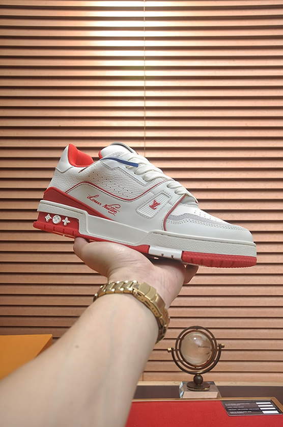 ルイヴィトン LVトレイナー スニーカー ホワイト レッド shoes366