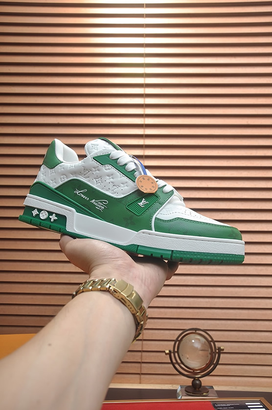 ルイヴィトン LVトレイナー モノグラム スニーカー グリーン ホワイト shoes369