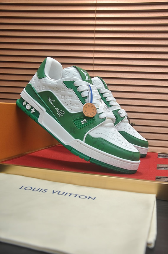 ルイヴィトン LVトレイナー モノグラム スニーカー グリーン ホワイト shoes369 - 画像 (3)