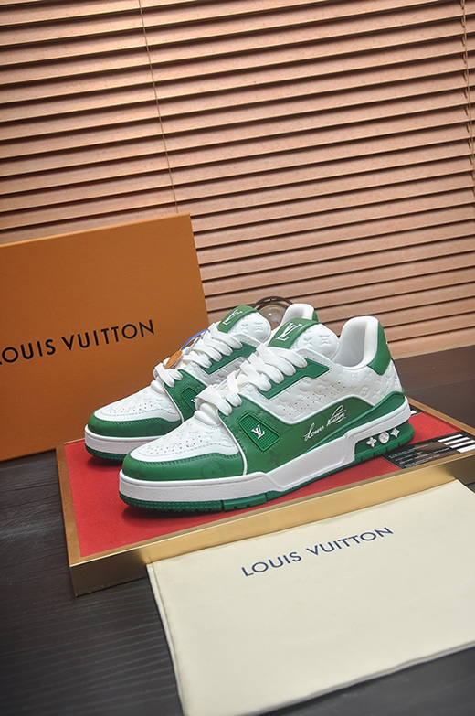 ルイヴィトン LVトレイナー モノグラム スニーカー グリーン ホワイト shoes369 - 画像 (4)
