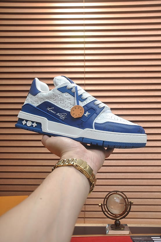 ルイヴィトン LVトレイナー モノグラム スニーカー ブルー ホワイト shoes370