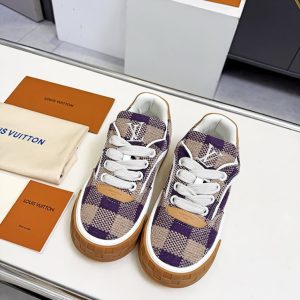 ルイヴィトン スニーカー ダミエ テキスタイル パープル ベージュ shoes372