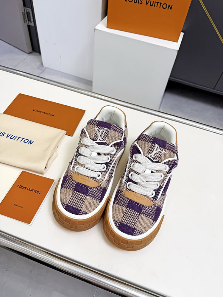 ルイヴィトン スニーカー ダミエ テキスタイル パープル ベージュ shoes372