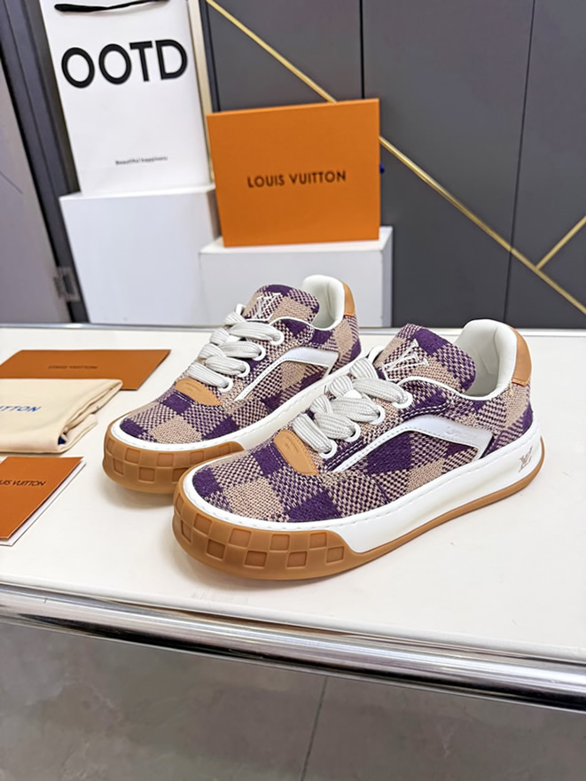 ルイヴィトン スニーカー ダミエ テキスタイル パープル ベージュ shoes372 - 画像 (2)