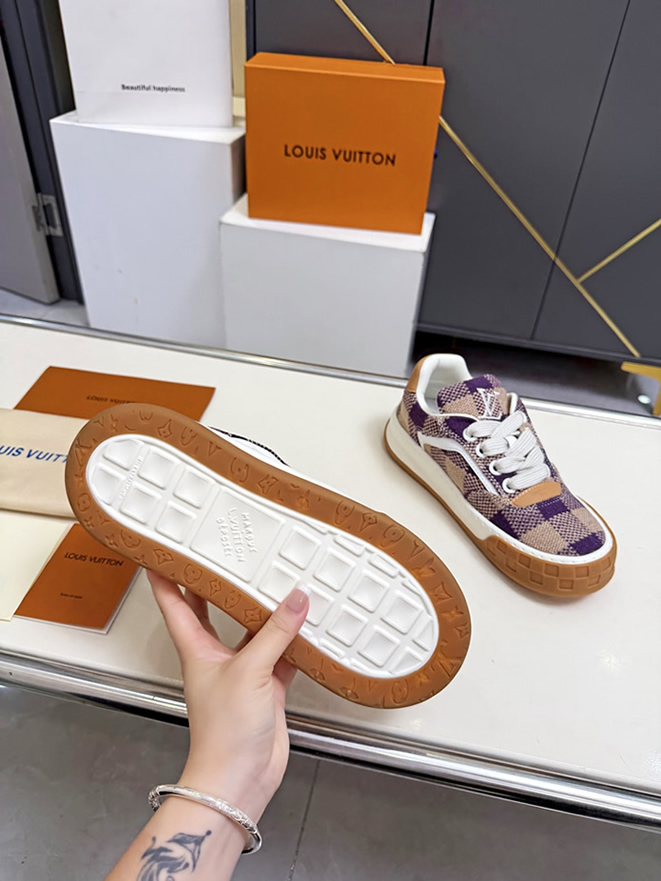 ルイヴィトン スニーカー ダミエ テキスタイル パープル ベージュ shoes372 - 画像 (6)