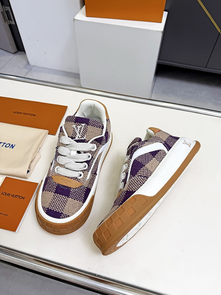 ルイヴィトン スニーカー ダミエ テキスタイル パープル ベージュ shoes372 - 画像 (7)
