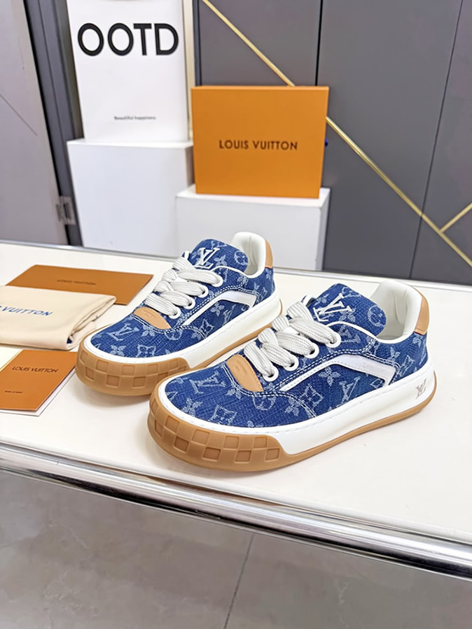 ルイヴィトン スニーカー モノグラム デニム ブルー shoes374