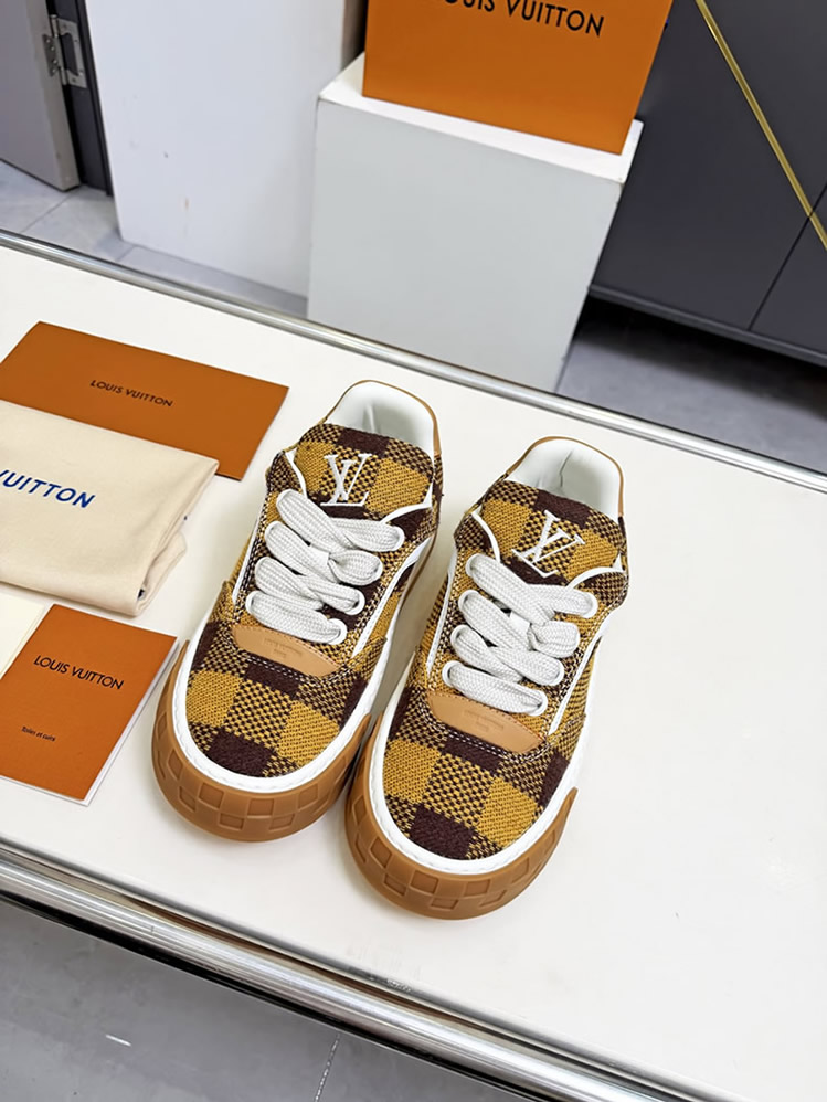ルイヴィトン スニーカー ダミエ テキスタイル イエロー ブラウン shoes375 - 画像 (2)